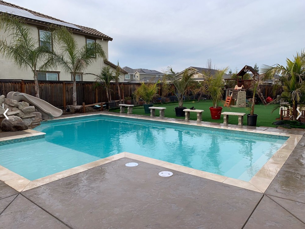 this image shows pool deck in Rialto, California